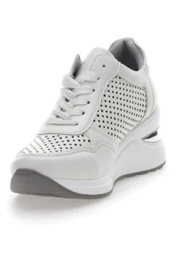Sneakers bianche con zeppa traforate Mio tempo 137