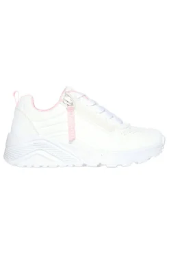 Sneakers bianche con zip laterale e platform Skechers Uno Lite Easy Zip