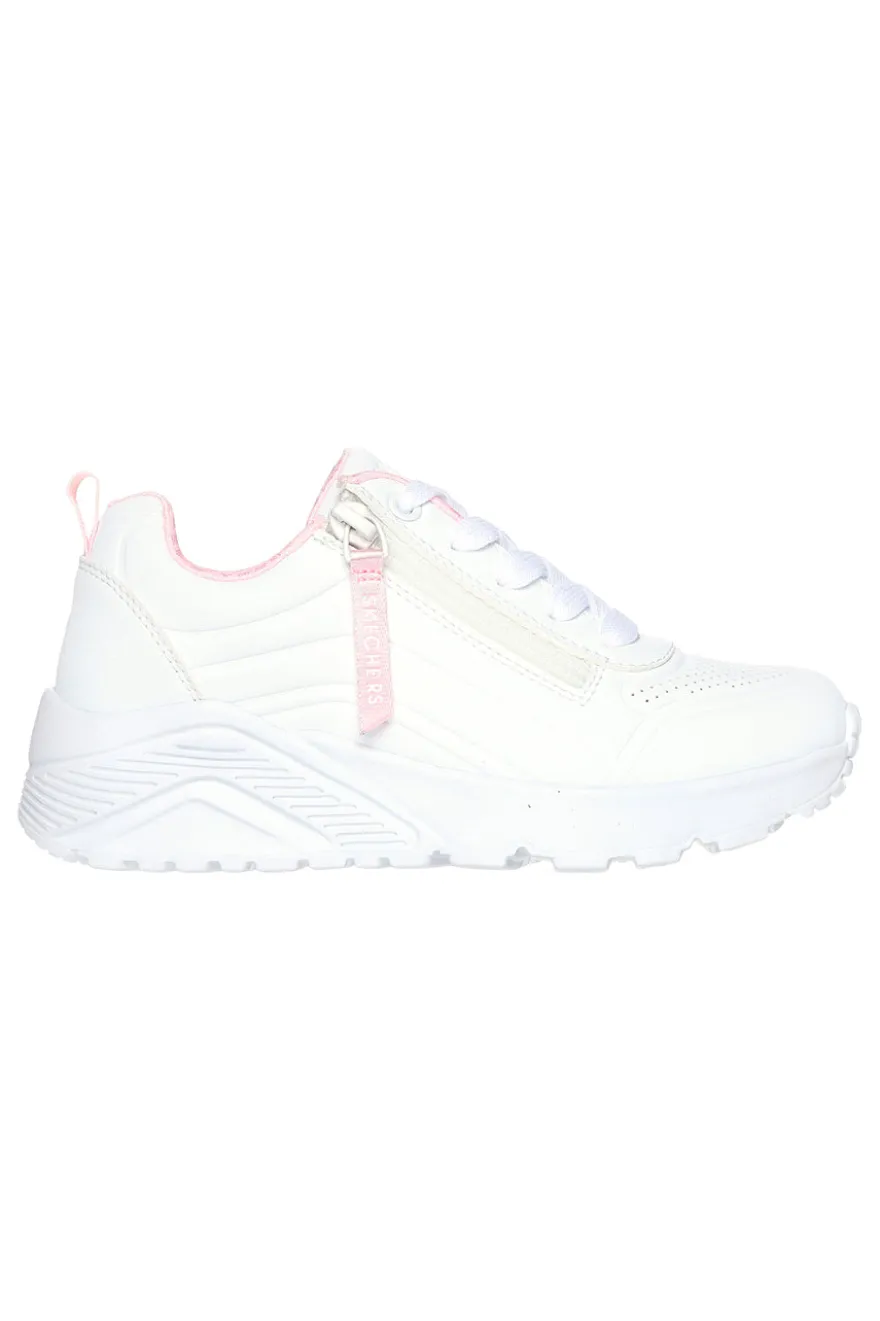 Sneakers bianche con zip laterale e platform Skechers Uno Lite Easy Zip