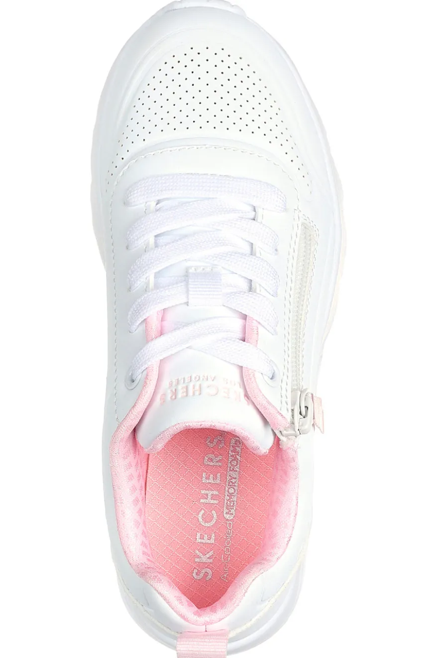 Sneakers bianche con zip laterale e platform Skechers Uno Lite Easy Zip