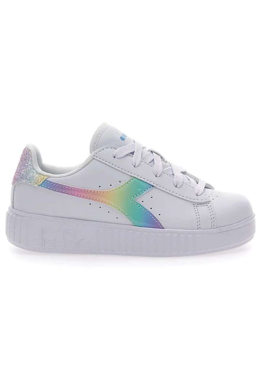 Sneakers Bianche e Arcobaleno Diadora Game Step PS