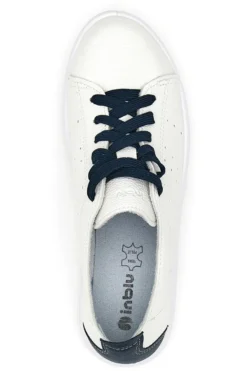 Sneakers Bianche e Blu Con Sottopiede in Vera Pelle Inblu 51 Wg