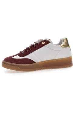 Sneakers bianche e bordeaux in pelle con dettagli oro Pittarello Capsule Grace Made in Italy