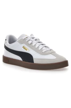 Sneakers bianche e grigie in pelle e camoscio con logo nero Puma Club II Era