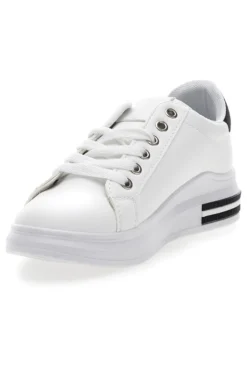 Sneakers bianche e nere con lacci CAFE' COST BK2450