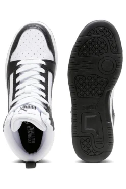 Sneakers bianche e nere mid-cut in materie sintetiche Puma Rebound V6 Mid Jr