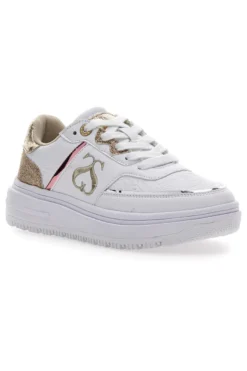 Sneakers Bianche e Oro Soprani City Pu Mirror Glitter