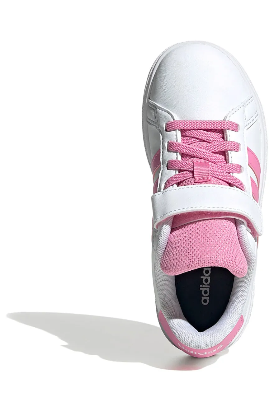 Sneakers bianche e rosa con chiusura a strappo Adidas Grand Court 2.0 EL C