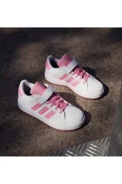 Sneakers bianche e rosa con chiusura a strappo Adidas Grand Court 2.0 EL C
