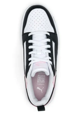Sneakers Bianche e Rosa Con Stringa Laterale Puma Rebound V6 LO JR