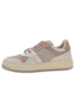 Sneakers Bianche e Rosa Con Tomaia In Pelle TOMMY JEANS BASKET TONAL LOGO
