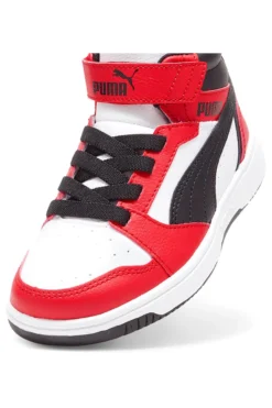 Sneakers bianche e rosse mid Puma Rebound V6 Mid AC+ PS