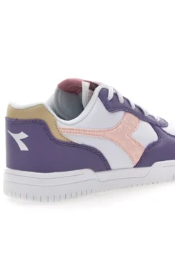 Sneakers Bianche e Viola con Logo Rosa DIADORA RAPTOR LOW SPOTTED GS