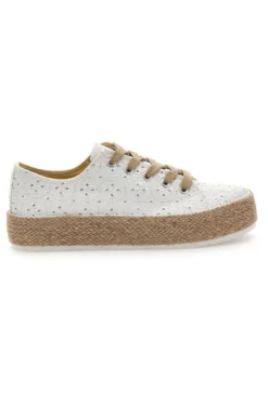 Sneakers bianche in crochet con suola in corda Energy E126