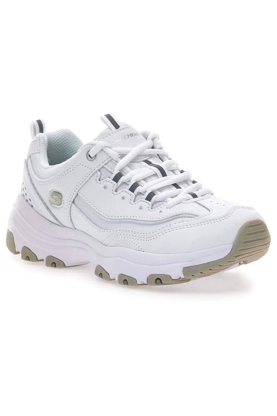 Sneakers bianche in pelle con Memory Foam Skechers Iconic Unabashed