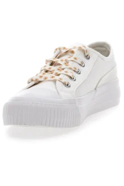 Sneakers Bianche in Tela con Lacci Colorati Me & Me 1878