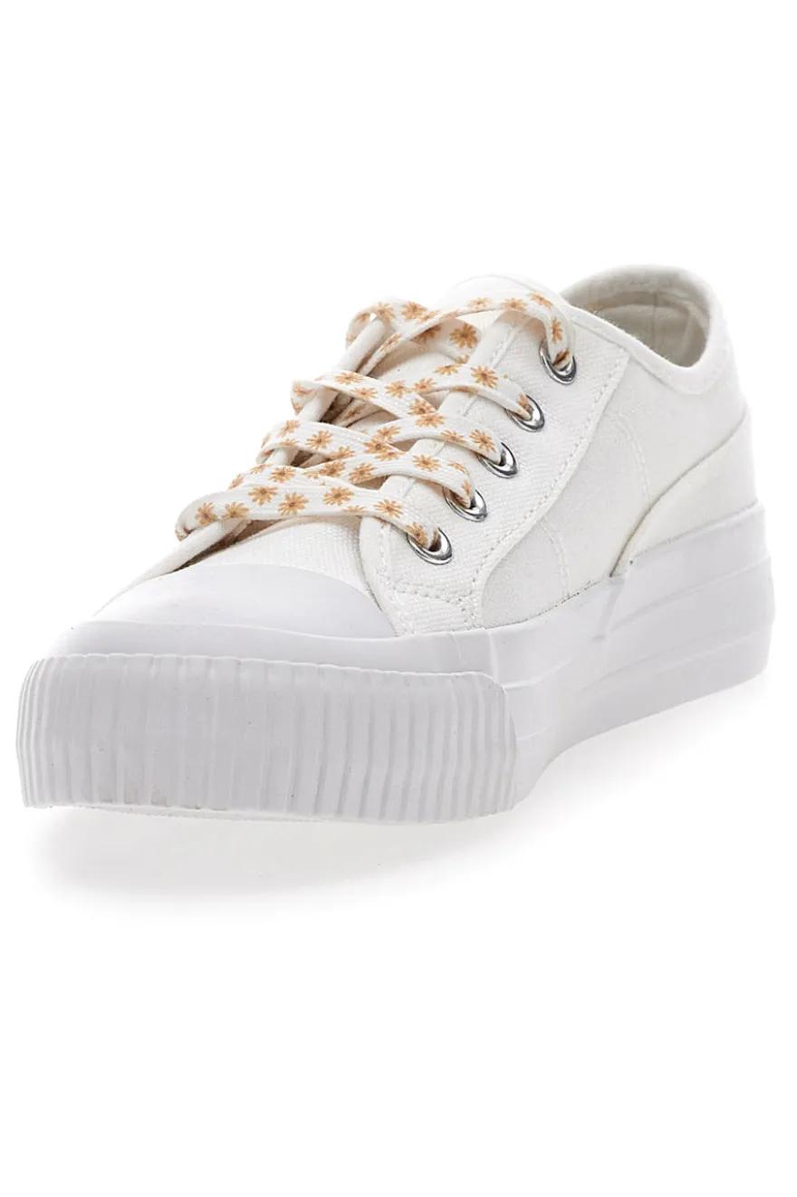 Sneakers Bianche in Tela con Lacci Colorati Me & Me 1878