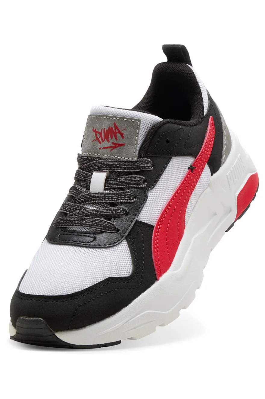 Sneakers bianche nere e rosse in mesh Puma Trinity 2 LT Mid 90s Jr