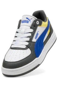 Sneakers bianche verdi blu e gialle stile court Puma Caven III Block Jr