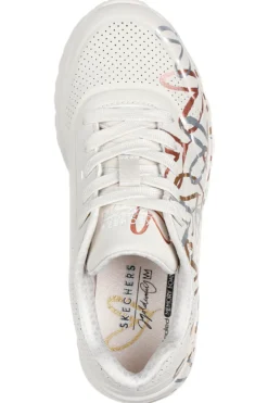 Sneakers bianco naturale con cuori metallici Skechers Uno Lite Metallic Love