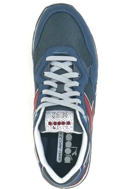 Sneakers blu con dettagli bordeaux e suola retro running Diadora N 92
