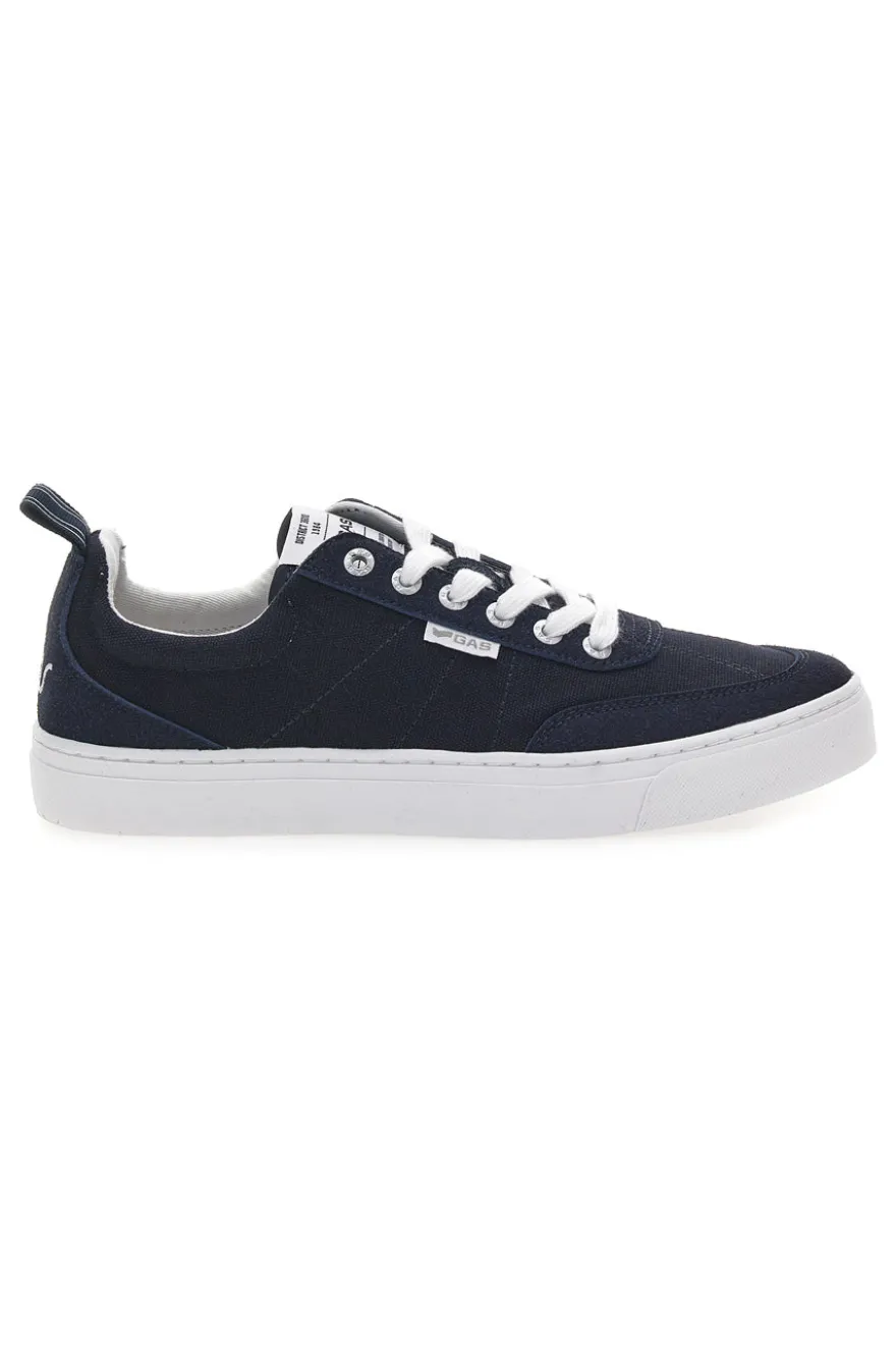 Sneakers blu in tela con suola bianca Gas 514005