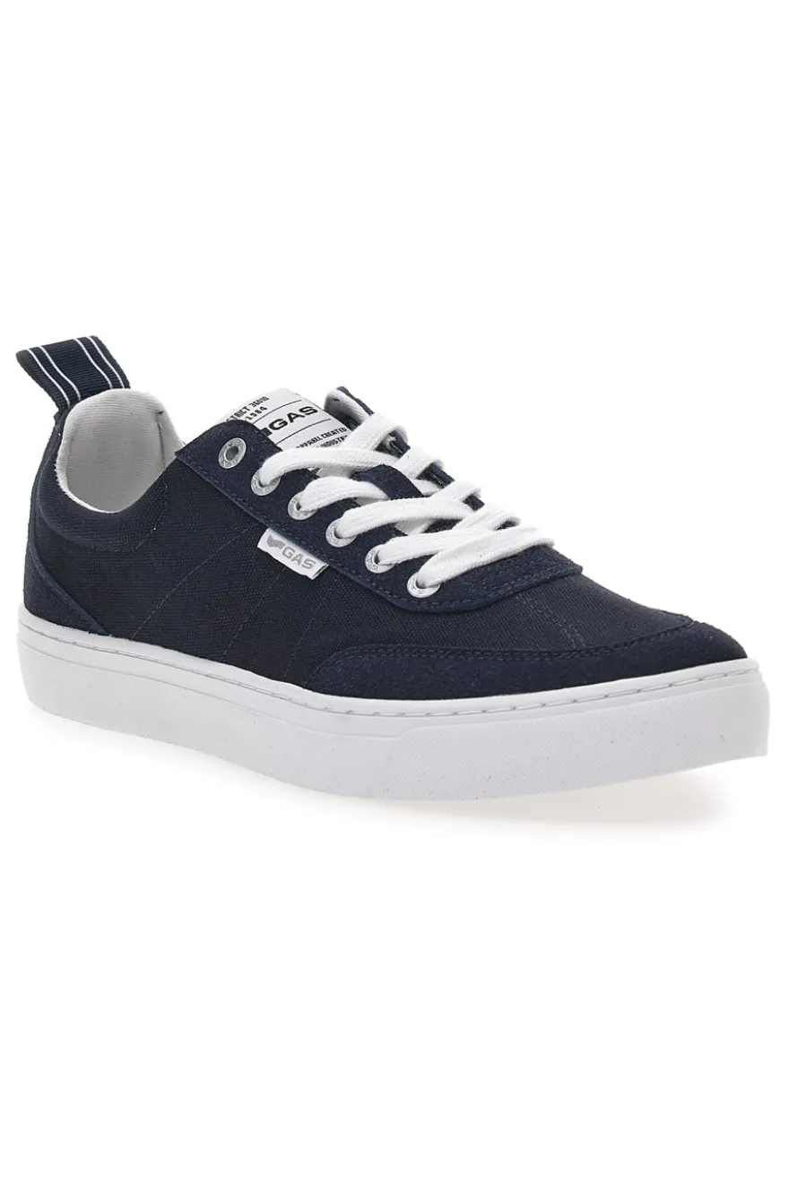 Sneakers blu in tela con suola bianca Gas 514005
