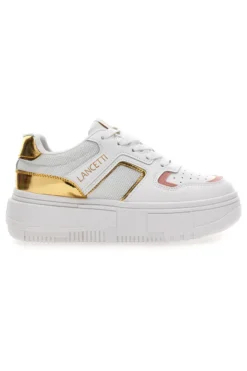 Sneakers con Flatform Lancetti 01 Bianche e Oro