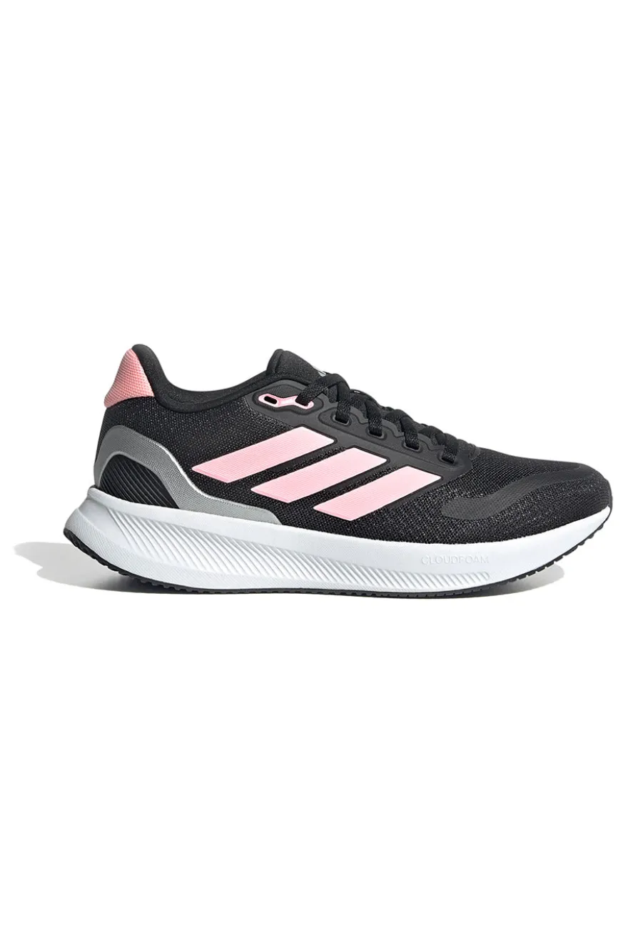 Sneakers da running nere con dettagli rosa in mesh Adidas Runfalcon 5 J