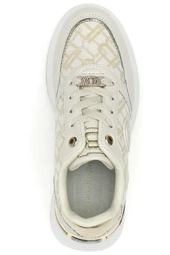 Sneakers Flatform Beige con Logo e Dettagli Dorati Laura Biagiotti 8917