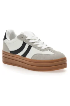 Sneakers Flatform Bianche con Dettagli Nerti Cafè Cost BKTZ3003