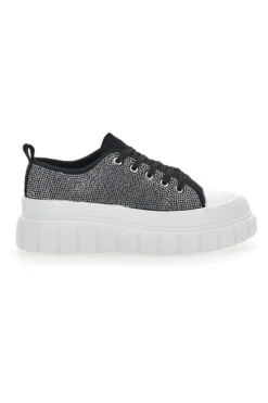 Sneakers Flatform 268603 Nere con Strass
