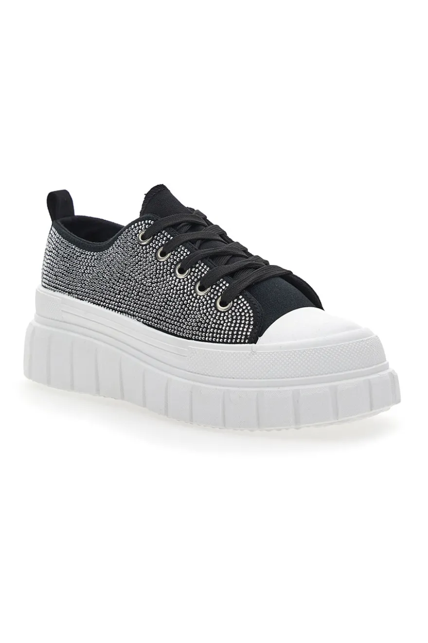 Sneakers Flatform 268603 Nere con Strass