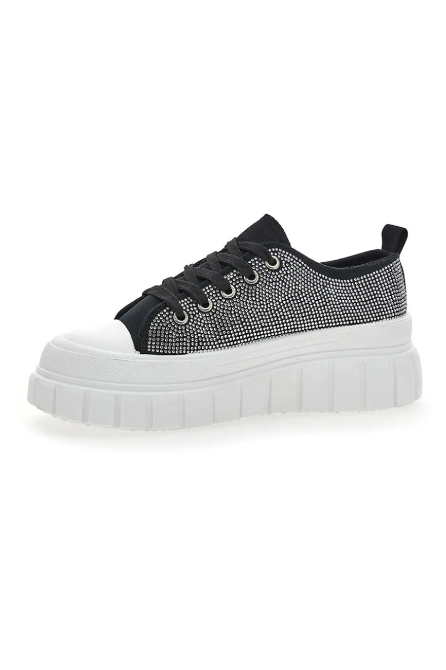 Sneakers Flatform 268603 Nere con Strass