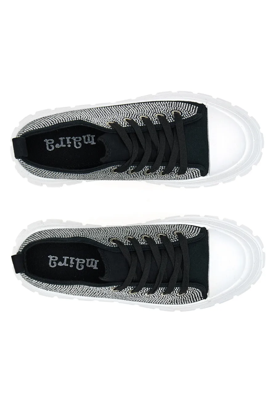 Sneakers Flatform 268603 Nere con Strass