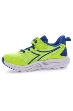 Sneakers Gialle Fluo e Blu con Velcro e Lacci Elastici Diadora Snipe 2 JR