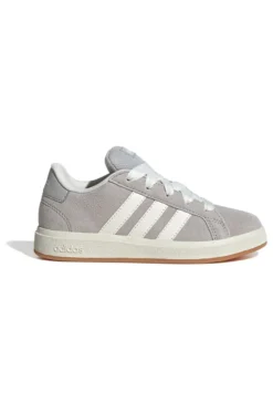 Sneakers grigie in suede con strisce bianche Adidas Grand Court 00s K