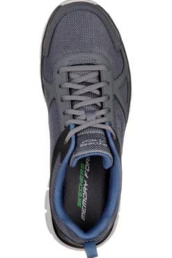 Sneakers grigio e blu in pelle e mesh con Memory Foam Skechers Track Scloric