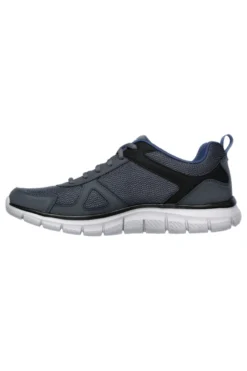 Sneakers grigio e blu in pelle e mesh con Memory Foam Skechers Track Scloric