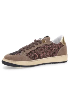 Sneakers marroni almond in pelle con dettagli glitter Pittarello Capsule Kelly Made in Italy