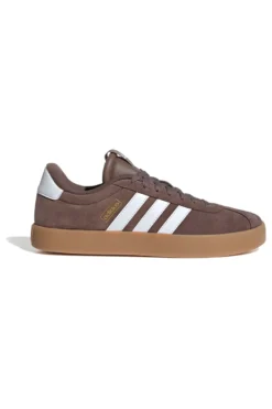 Sneakers marroni con strisce bianche e suola color gum Adidas VL Court 3