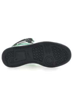 Sneakers Mid-Cut con Tomaia Traforata Puma REBOUND V6 MID JR Nere e Verdi
