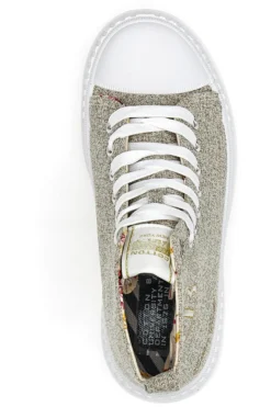 Sneakers Mid Cut Cotton Belt Linen Beige