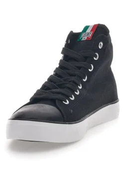 Sneakers Mid-Cut Nere e Bianche In Tela Leone 40