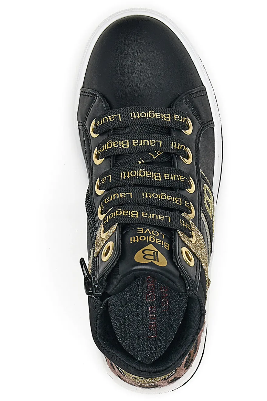 Sneakers Mid-Cut Nere e Oro Laura Biagiotti 8706
