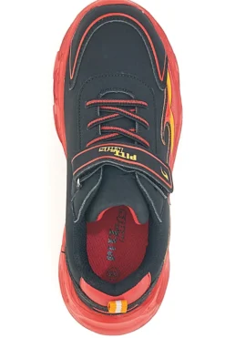 Sneakers Nere con Fiamma Rossa Laterale e Luci Pitt Kids K22886
