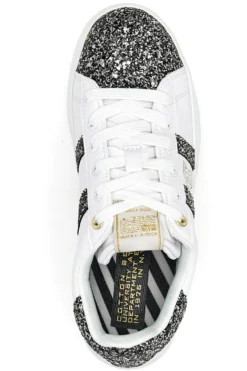 Sneakers Platform Cotton Belt Yard Glitter Bianche