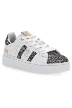Sneakers Platform Cotton Belt Yard Glitter Bianche