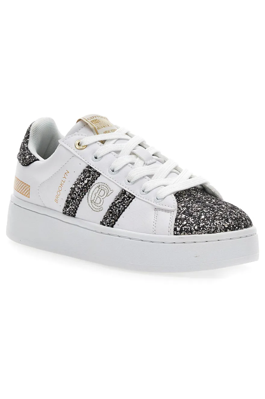 Sneakers Platform Cotton Belt Yard Glitter Bianche