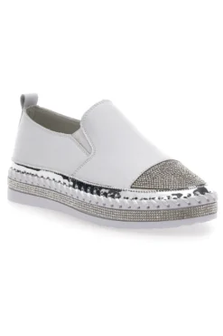 Sneakers Slip-On Bianche con Strass Cafè Cost 23015